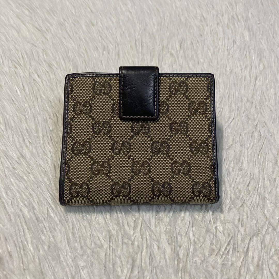 月末特別セール　美品　GUCCI グッチ　二つ折り　財布　茶色　GG キャンバス