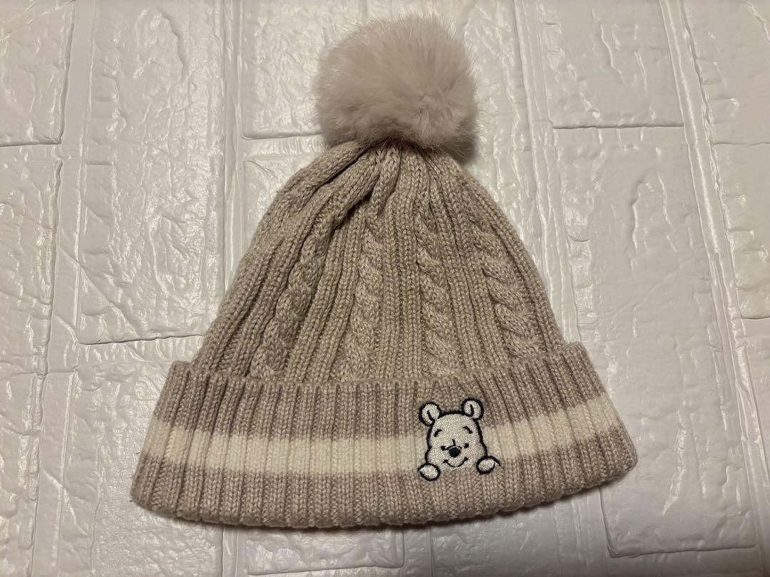 H&M プーさんベージュ ポンポン付きニット帽 3-6M - メルカリ