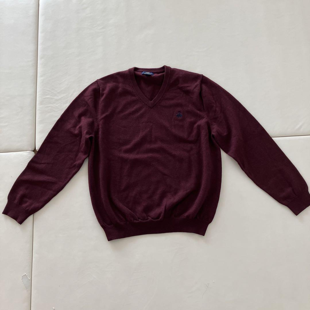 Brooks Brothers バーガンディ Vネックセーター L