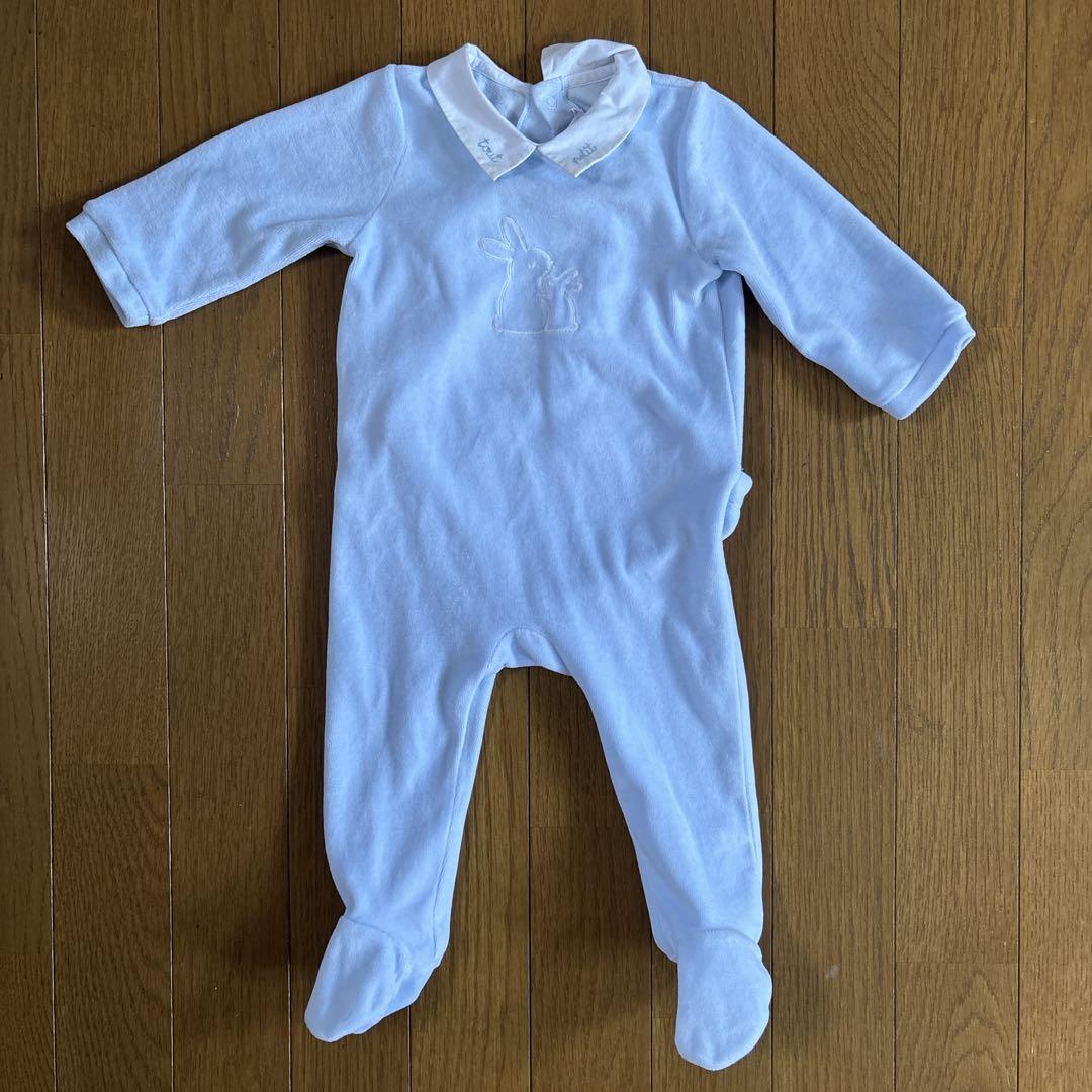 ジャカディ jacadi ベビー 6M ロンパース 足つき 水色 ベロア 6,880円