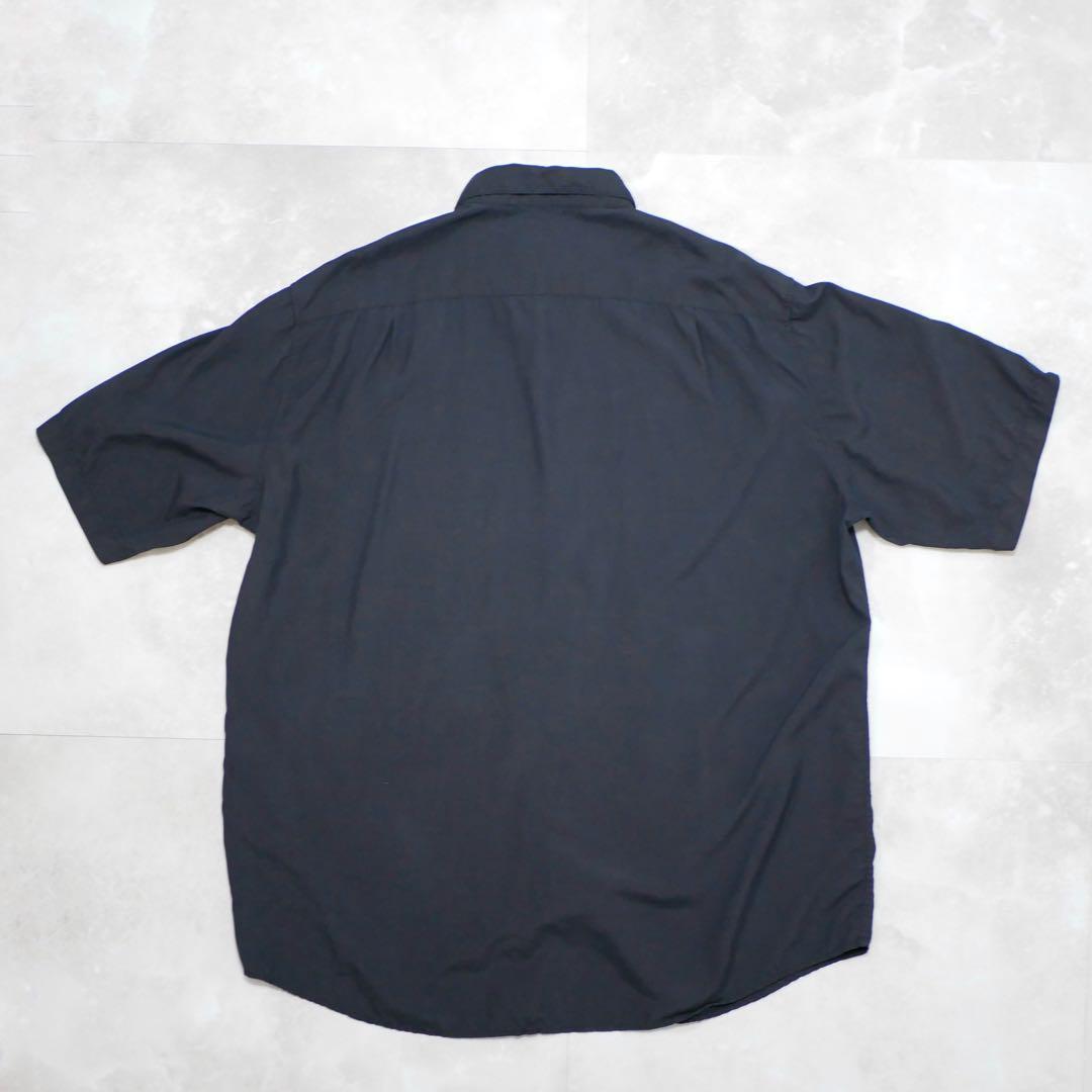 LIZ CLAIBORNE 90s シルク100% 半袖シャツ ブラック L