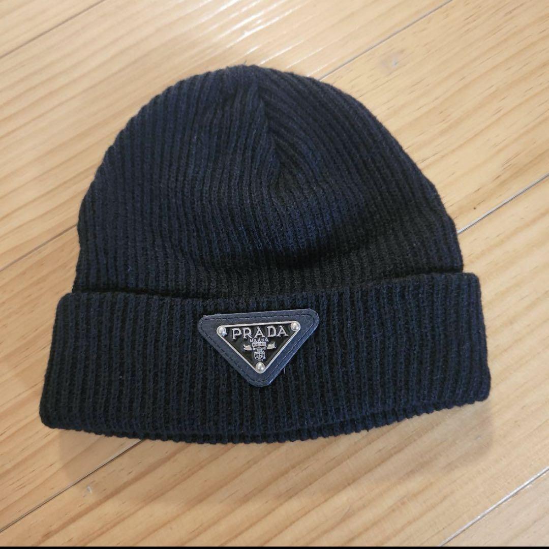ノベルティPRADA ブラック ニット帽帽子