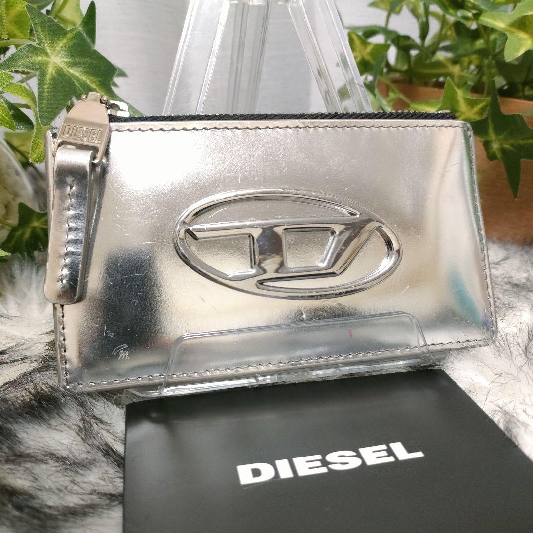 ディーゼル カードケース シルバー Dロゴ DIESEL コインケース 銀 革