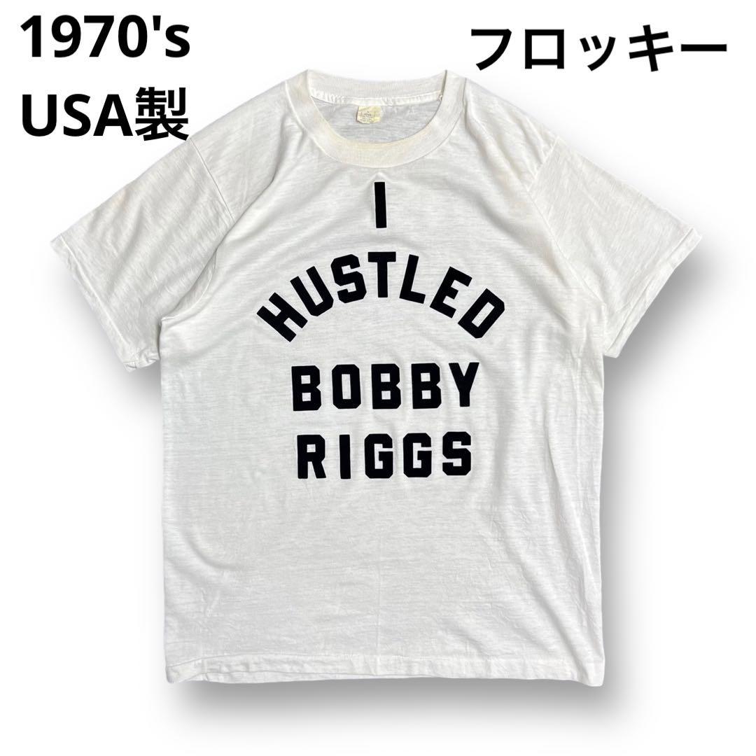 1970's USA製 メッセージ フロッキープリント Tシャツ