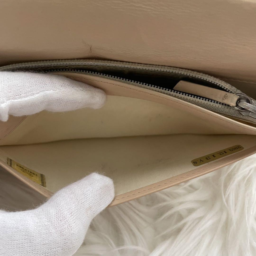 シャネル CHANEL 二つ折り 長財布 ココマーク ベージュ ビコローレ 白