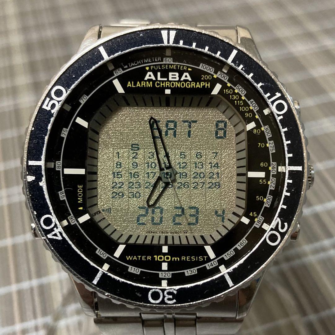 稼働品 SEIKO ALBA Y950-5010 二重面相 デジタル 腕時計