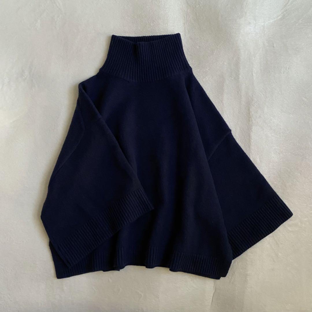 【美品✨】L'Appartement カシミヤ混　ボリュームスリーブニット　紺色
