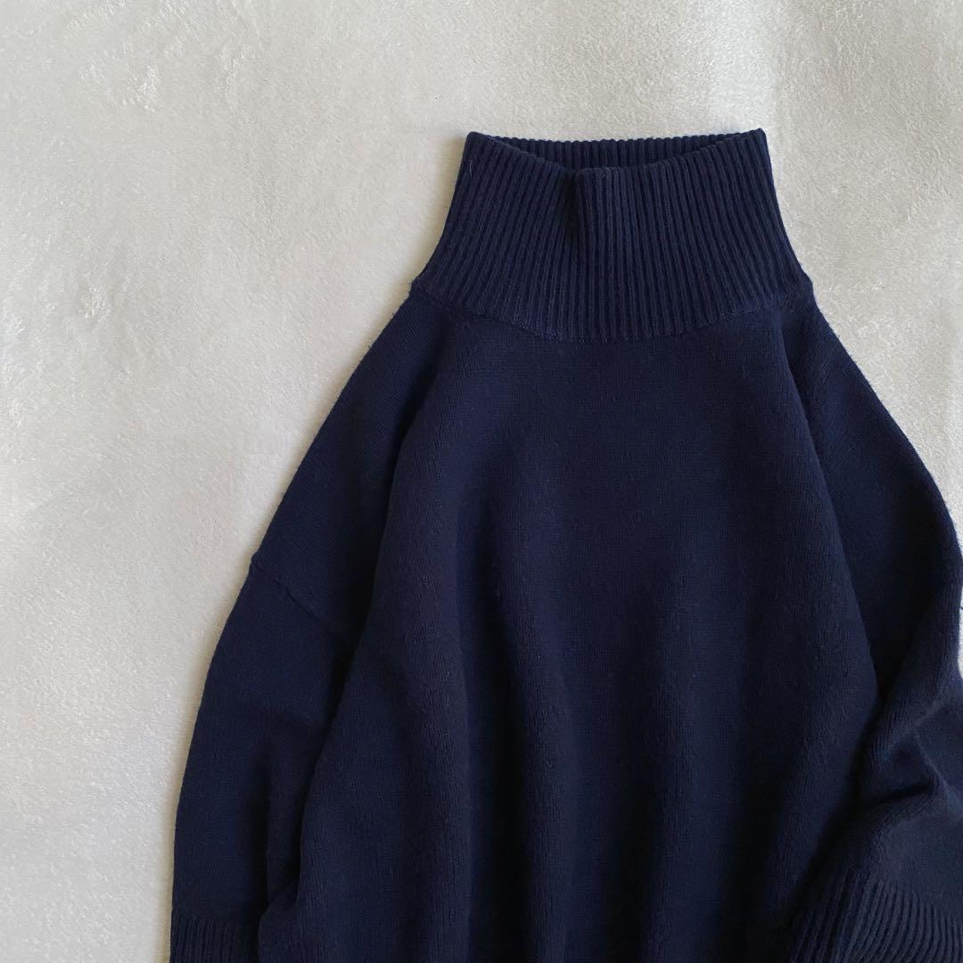 【美品✨】L'Appartement カシミヤ混　ボリュームスリーブニット　紺色