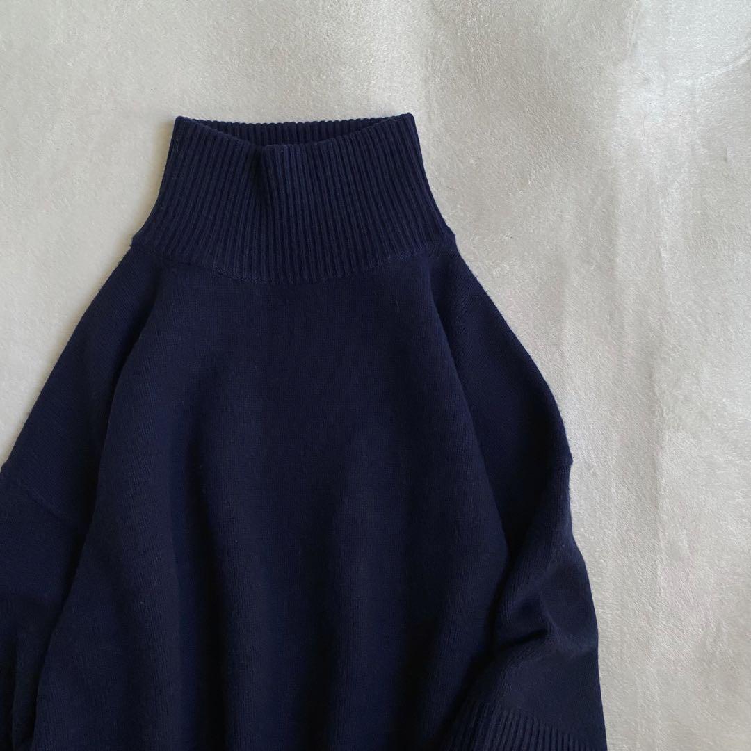 【美品✨】L'Appartement カシミヤ混　ボリュームスリーブニット　紺色