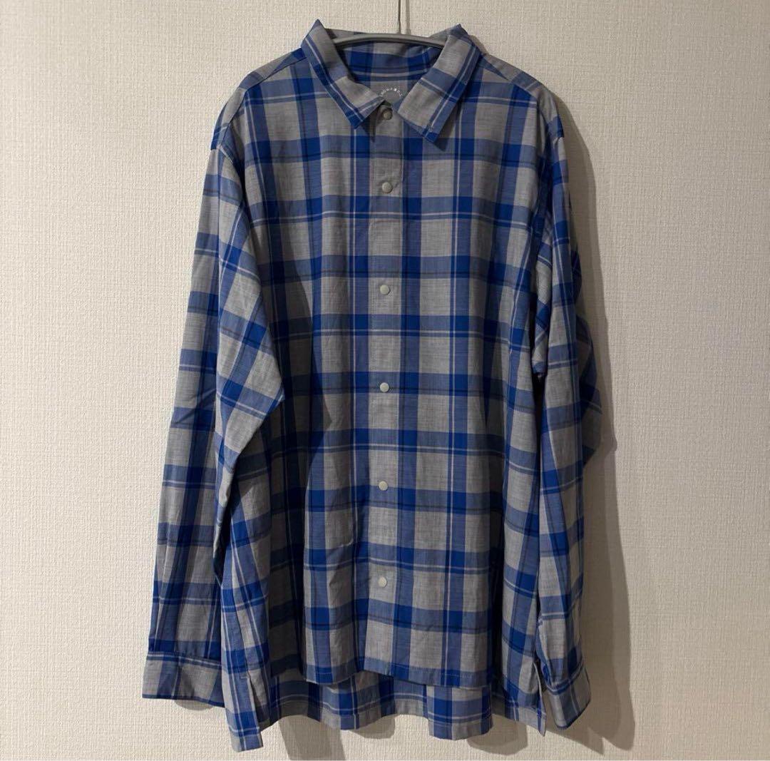 山と道 Merino Shirt メリノシャツ Blue Gray Check
