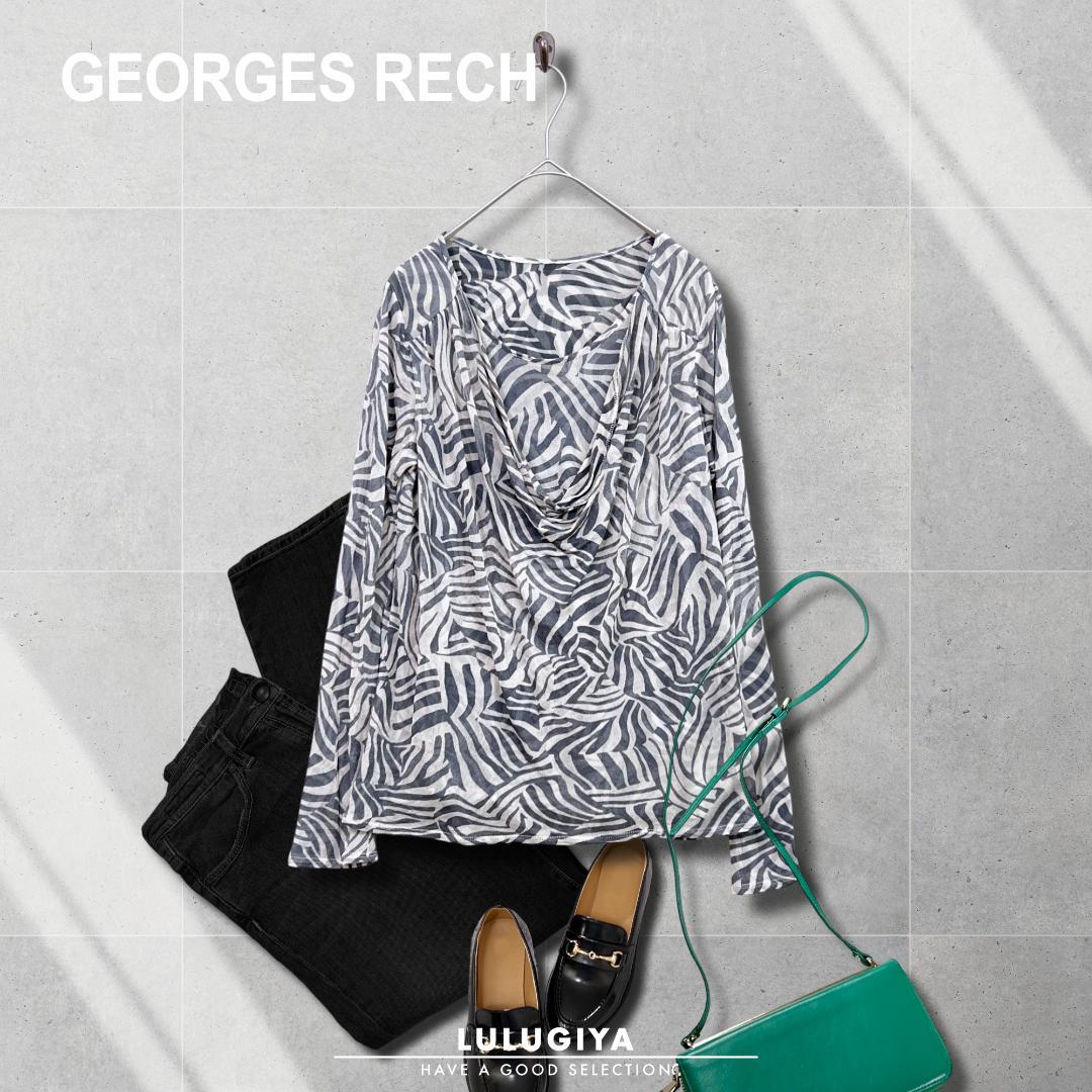 F0405＊GEORGES RECH 上質素材シルク ドレーププルオーバー 総柄