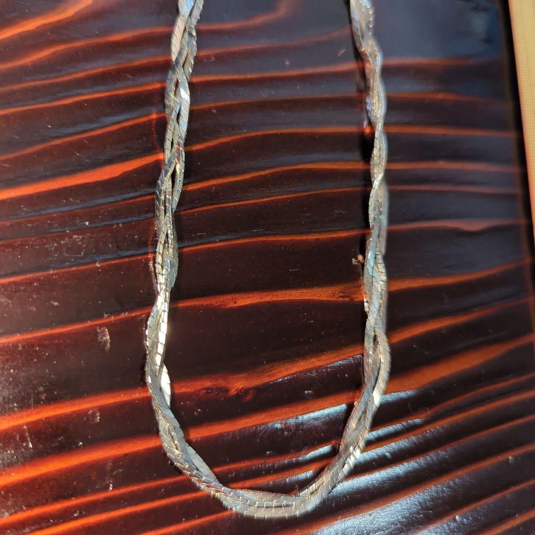 いかした貴方に、シルバー風 編み込み ネックレス 40cm USA発