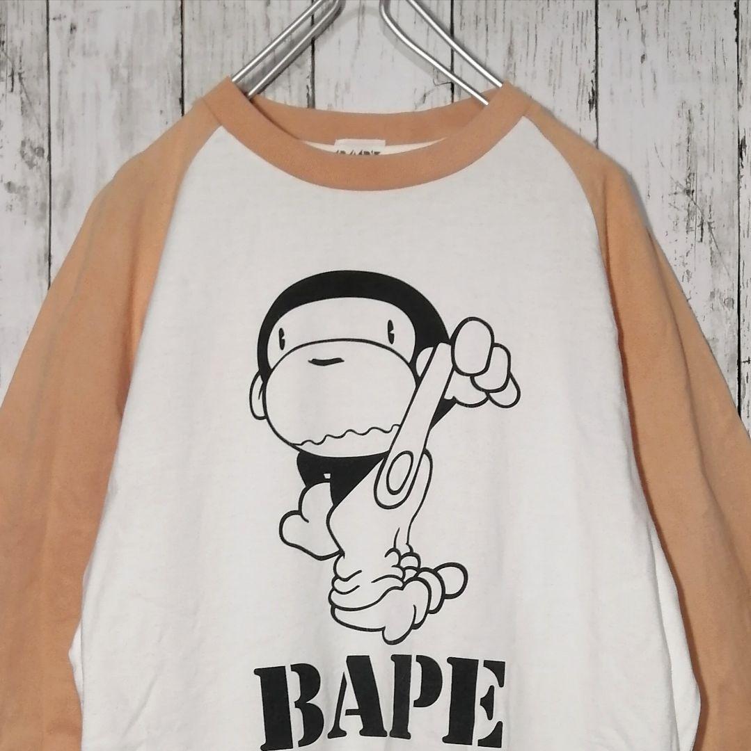 A BATHING APE ベイシングエイプ ラグラン七分袖Tシャツ マイロ M