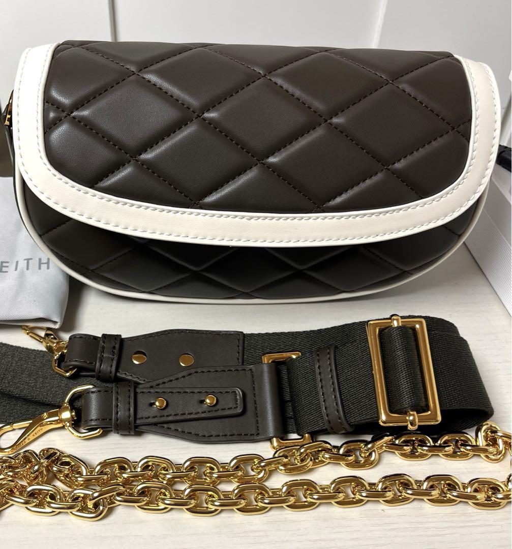 CHARLES & KEITH ショルダーバッグ ダークブラウン キルティング