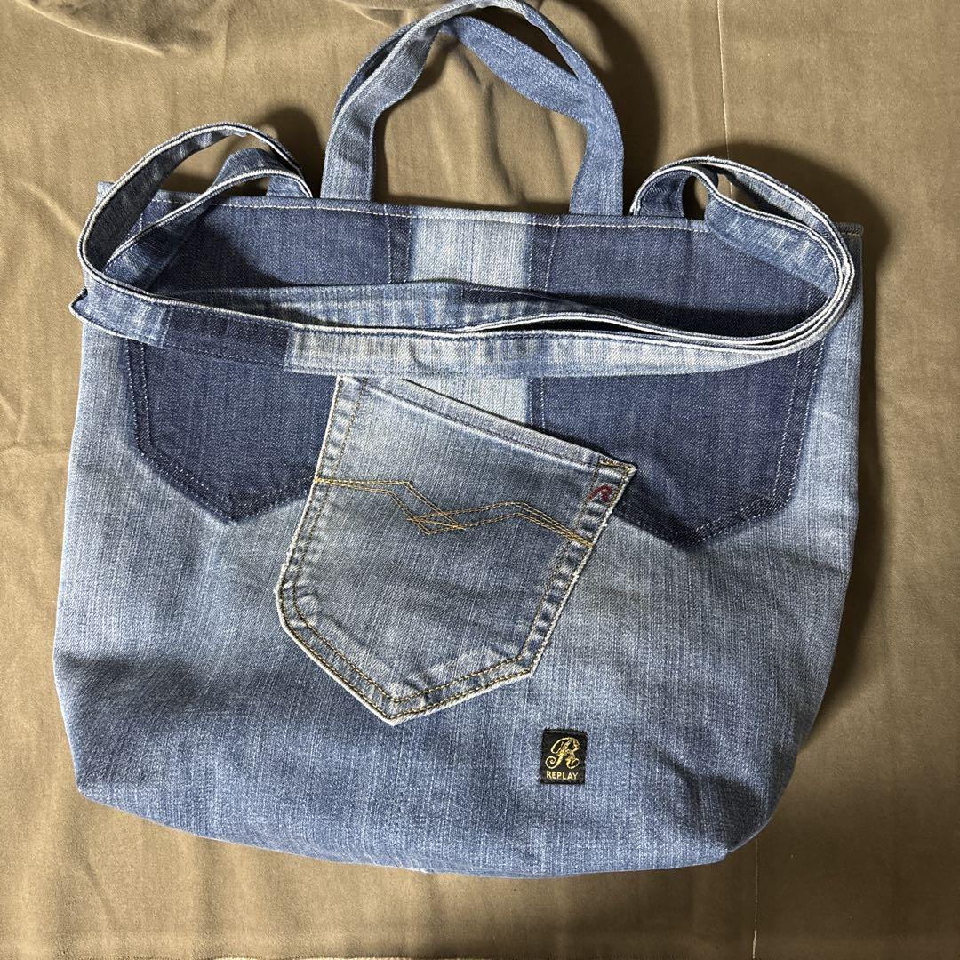 トートバッグ デニムリメイク ハンドメイド 一点物 カジュアル