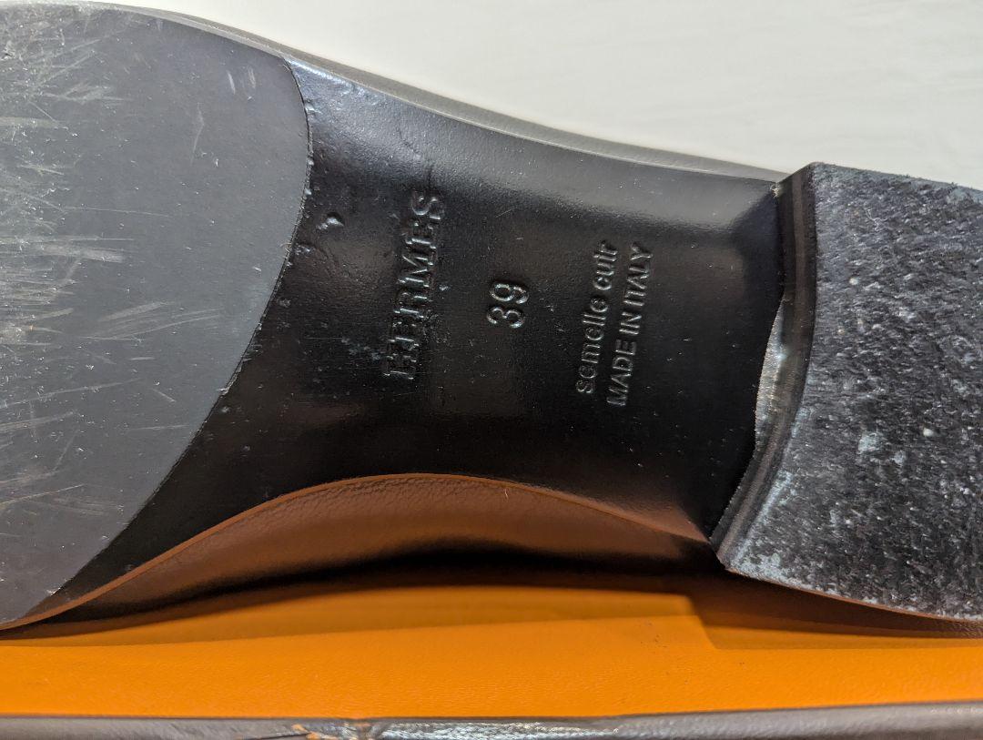 【超美品】エルメス モカシンパリ 黒 ゴールド　39 ユニセックス