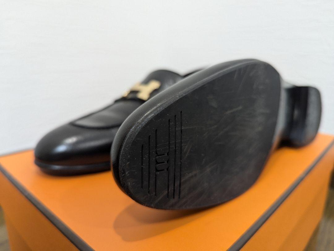 【超美品】エルメス モカシンパリ 黒 ゴールド　39 ユニセックス