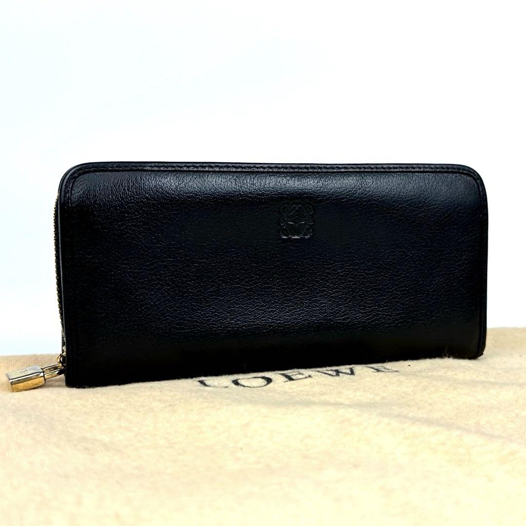 美品○ロエベ 長財布 アナグラム 南京錠 ラウンドファスナー