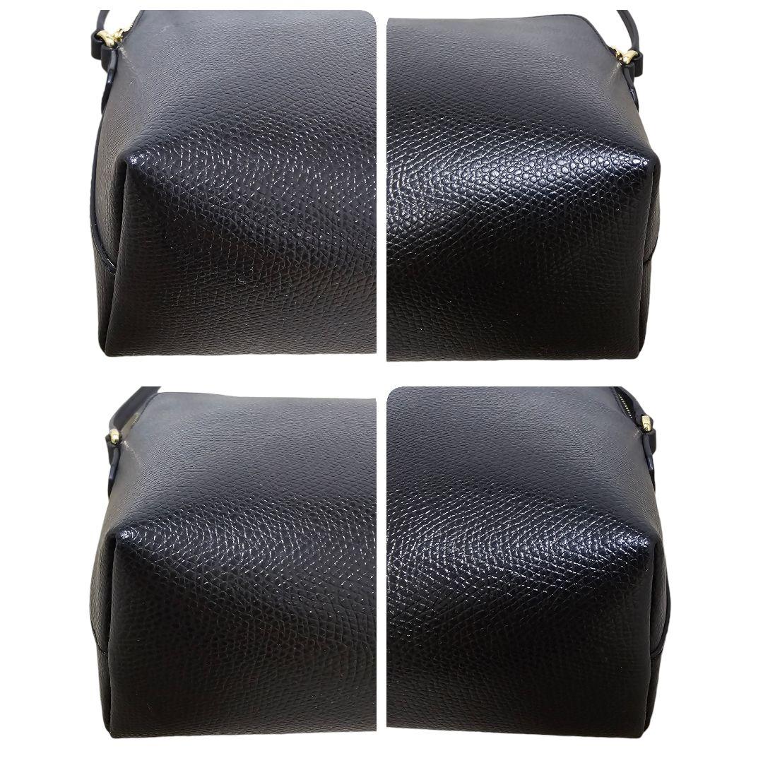 美品 FURLA フルラ ショルダーバッグ ボエム ブラック レザー ロゴ金具