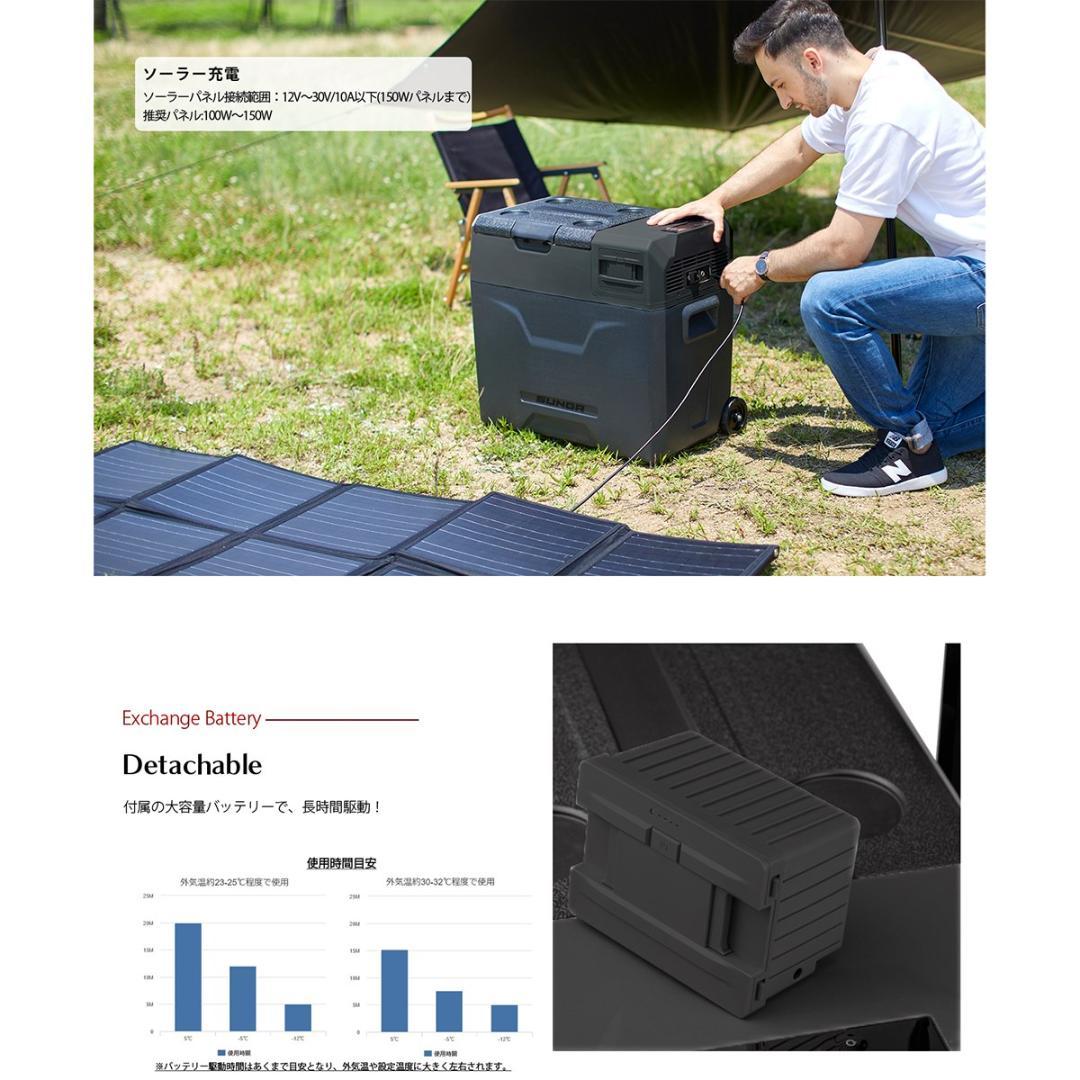 車載冷蔵庫 バッテリー内蔵 50L ポータブル 冷蔵庫 保冷庫 12V/24V 画像4