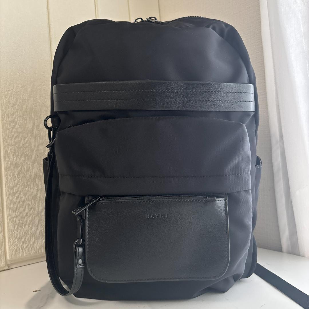 【極美品】HAYNI　ヘイニ　レガロ　リュック　黒　ナイロン×レザー