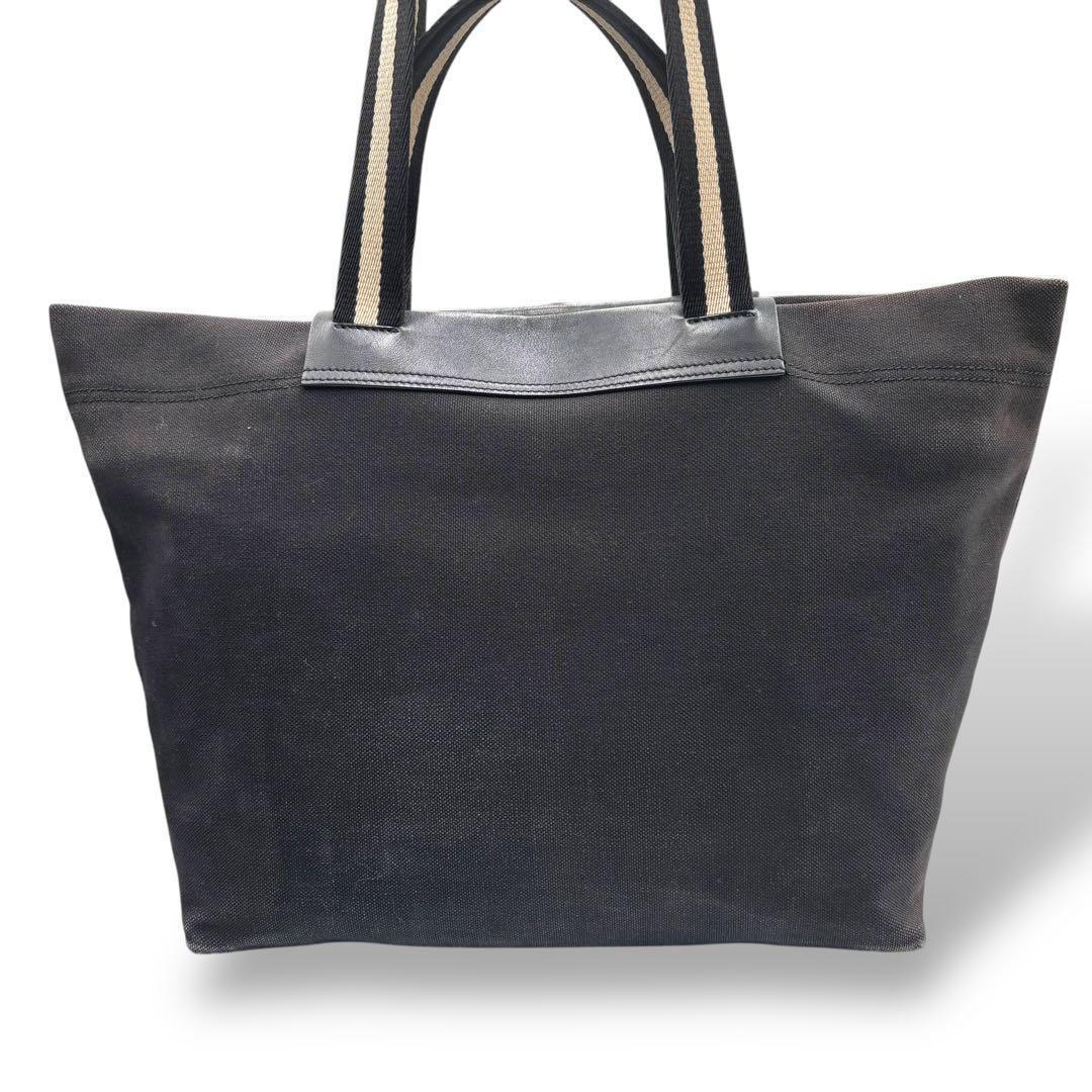【良品】バリー　トートバッグ　ブラック　キャンバス　レザー　肩掛け　ロゴ型押し黒