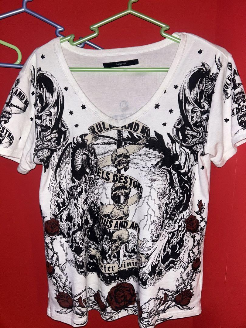 Yasuyuki Ishii スカル Vネック Tシャツ