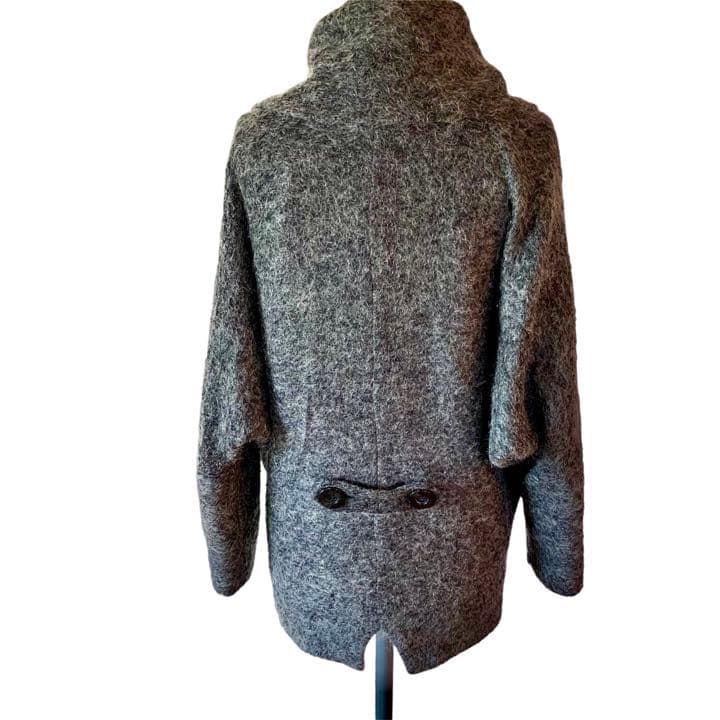 変形コート リツコシラハマ コート モヘヤ グレー ロングコート