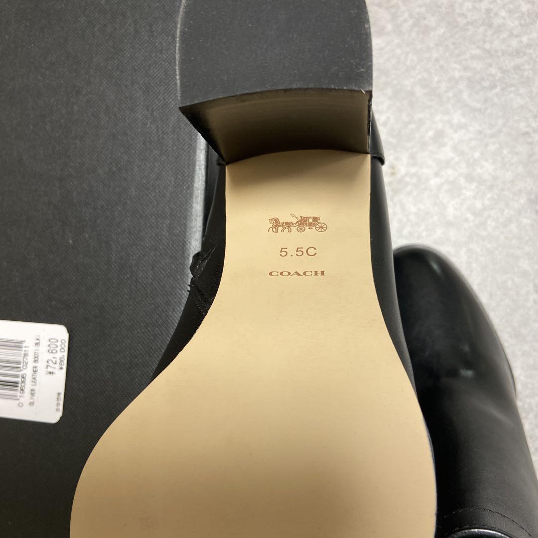 今季ブランド COACH OLIVER LEATHER BOOT 5.5 C ブラック新品 靴