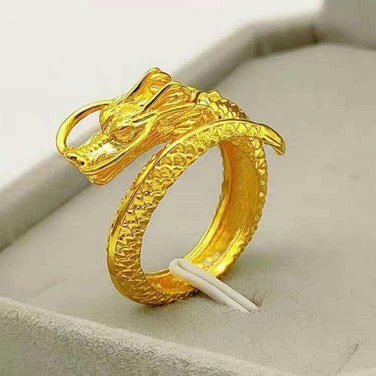 新品?24K金ゴールドの竜頭リング男性用指輪ゴールド99981900