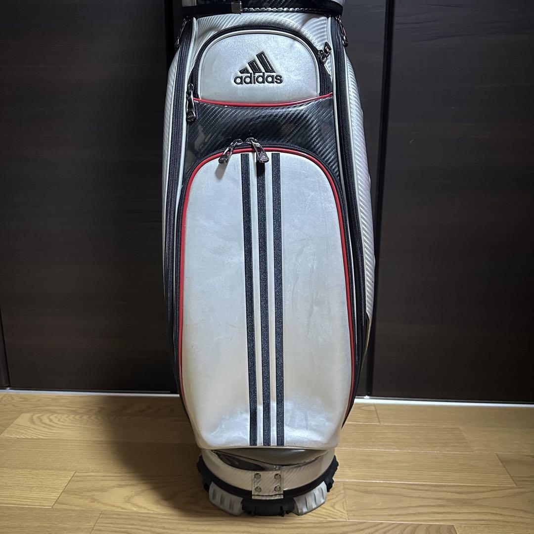 adidas キャディバッグ シルバー ブラック レッド