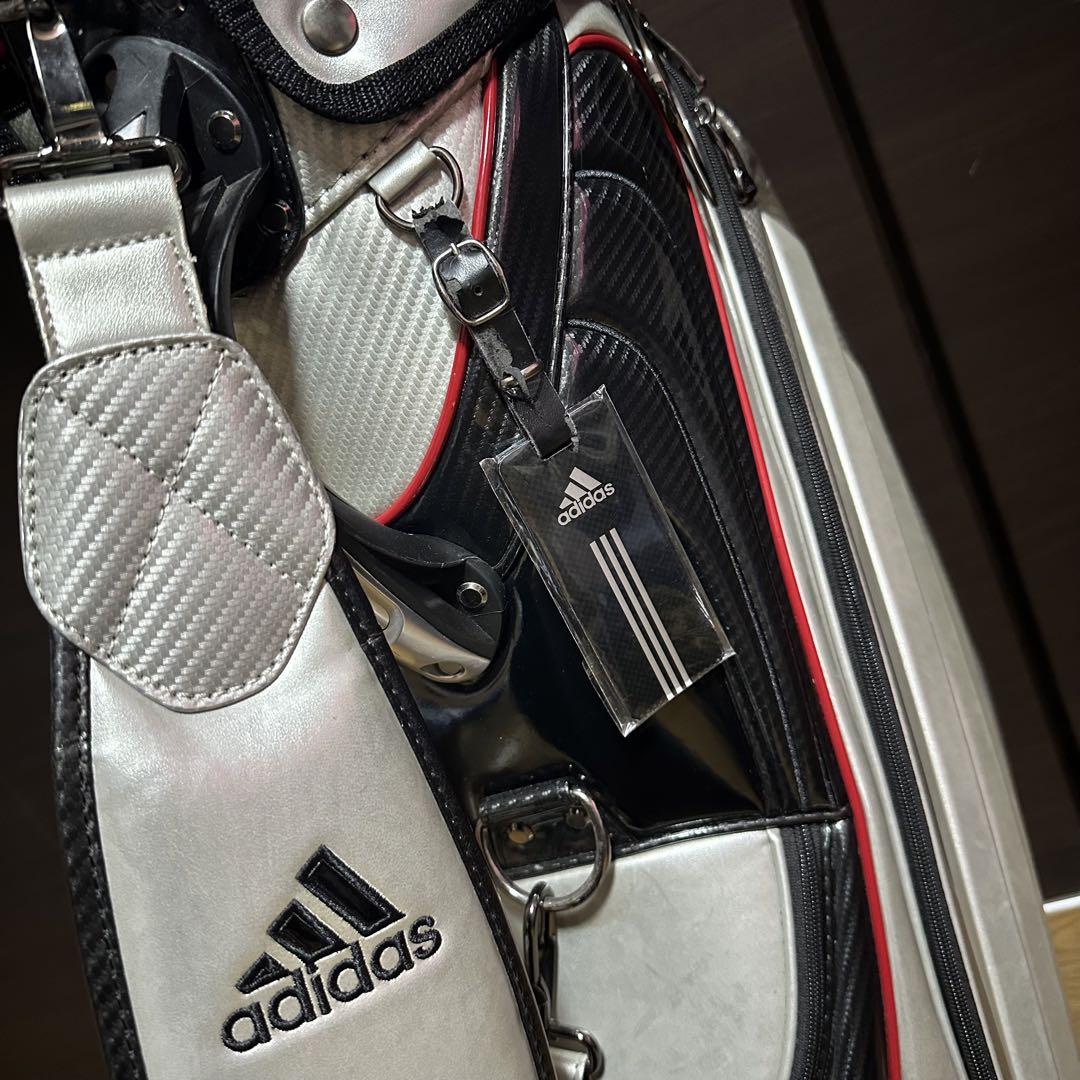 adidas キャディバッグ シルバー ブラック レッド