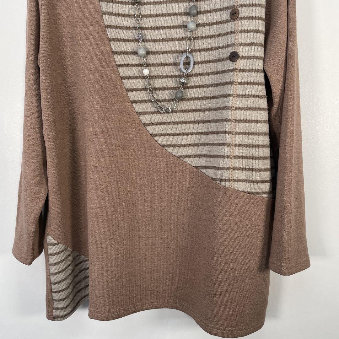 ５５４４【新品】婦人服レディースミセストップスカットソー暖かチュニック薄手ニット - メルカリ