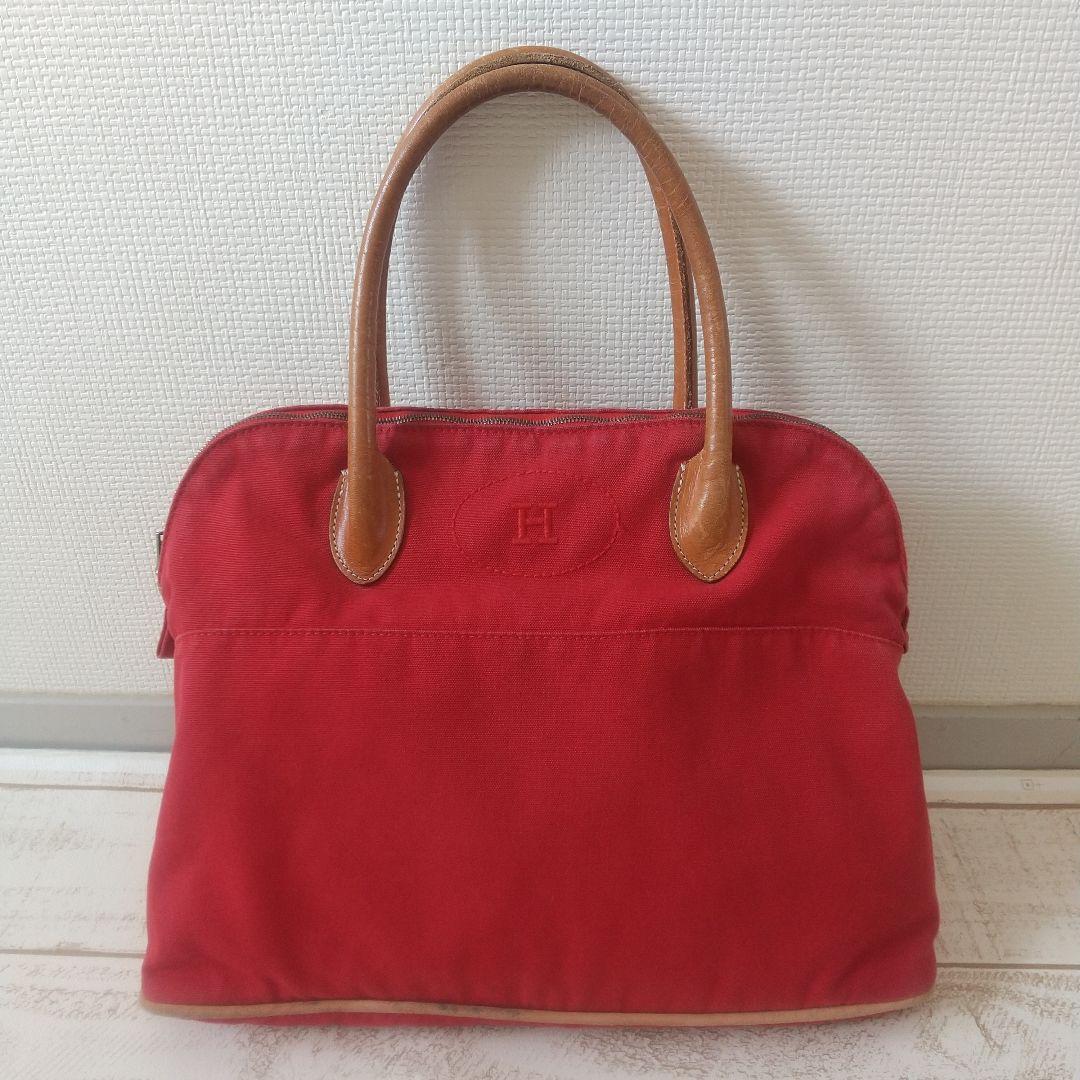 HERMES エルメス キャンバス ボリードポーチ レッド