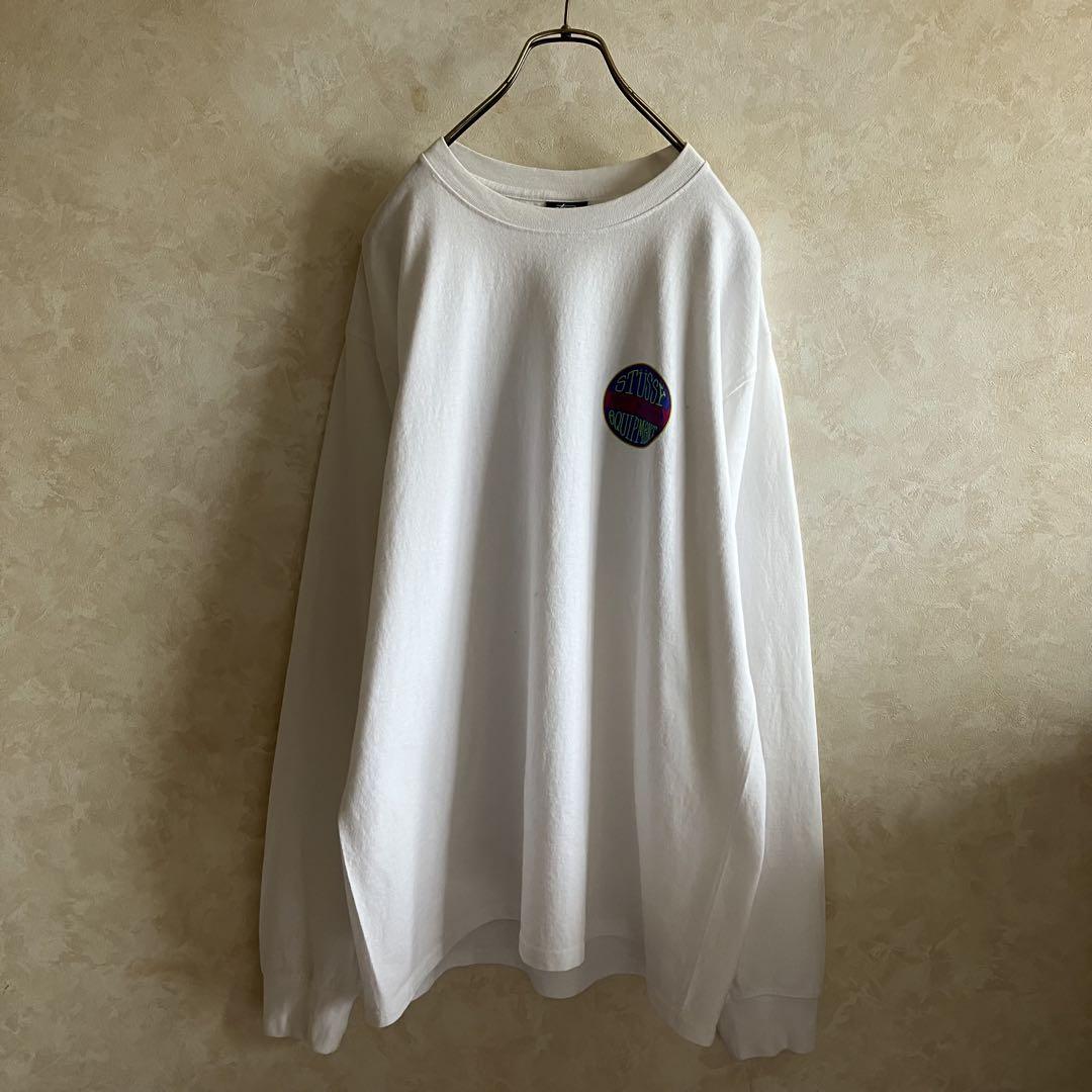 古着 ステューシー 両面サークルロゴ ロンt 白 XL