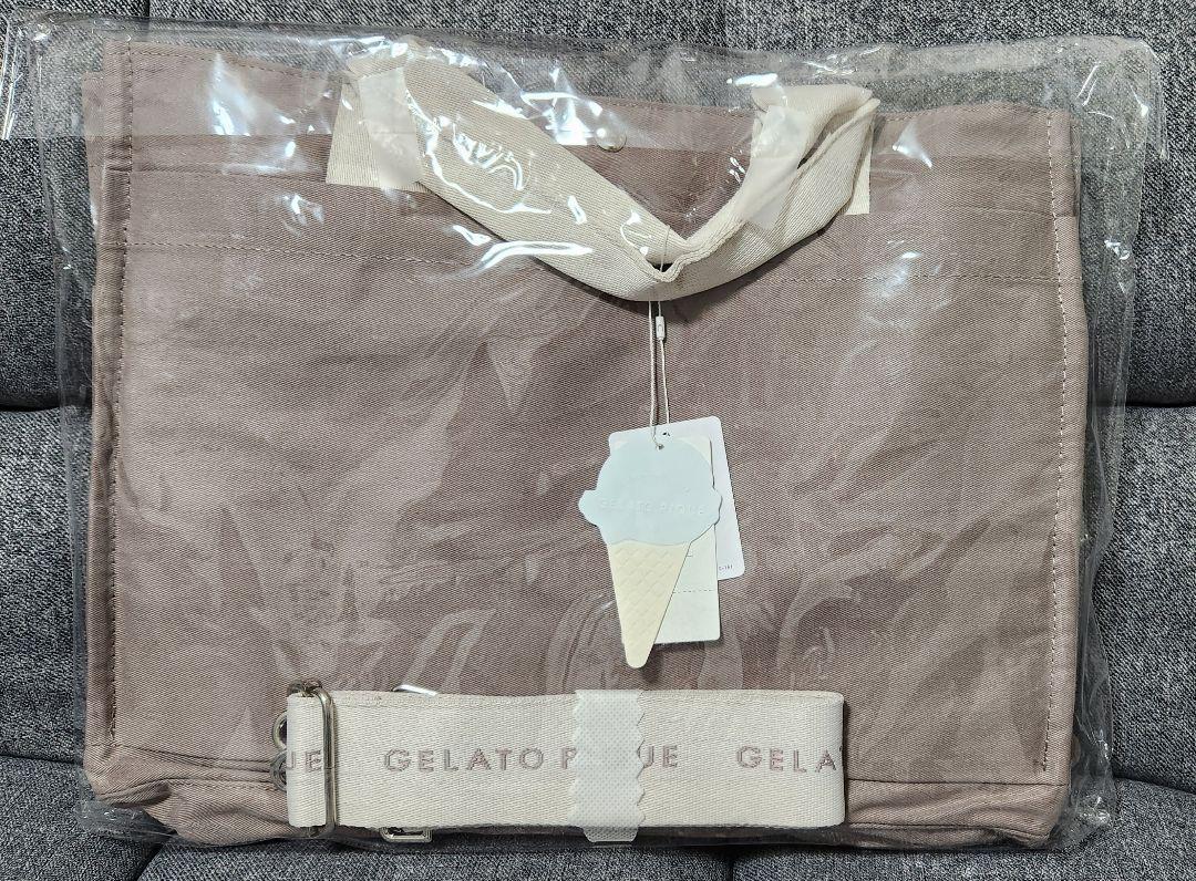 【新品】ジェラートピケ 2way スクエアママバッグ ショルダートート ブラウン