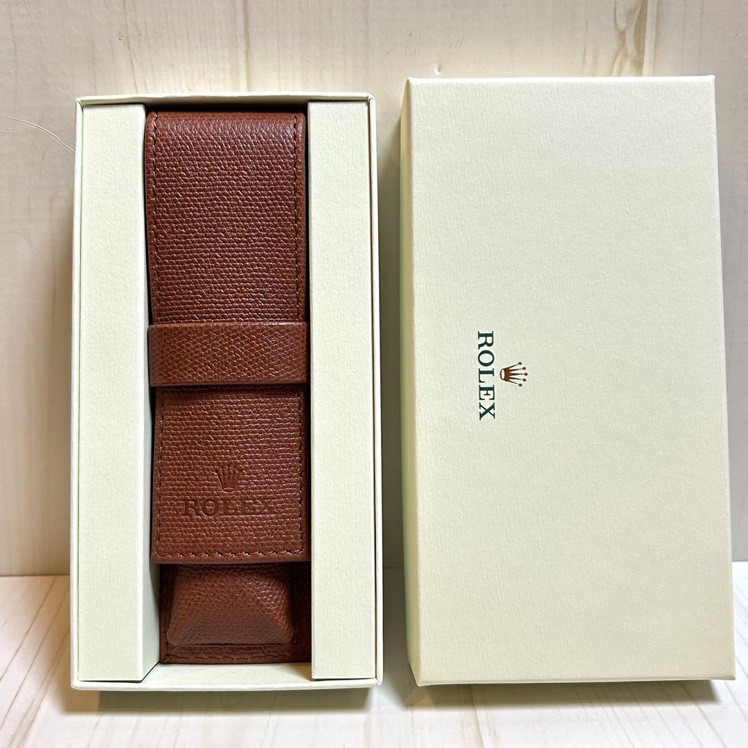 ロレックス ROLEX レザーペンケース ブラウン ノベルティ 未使用