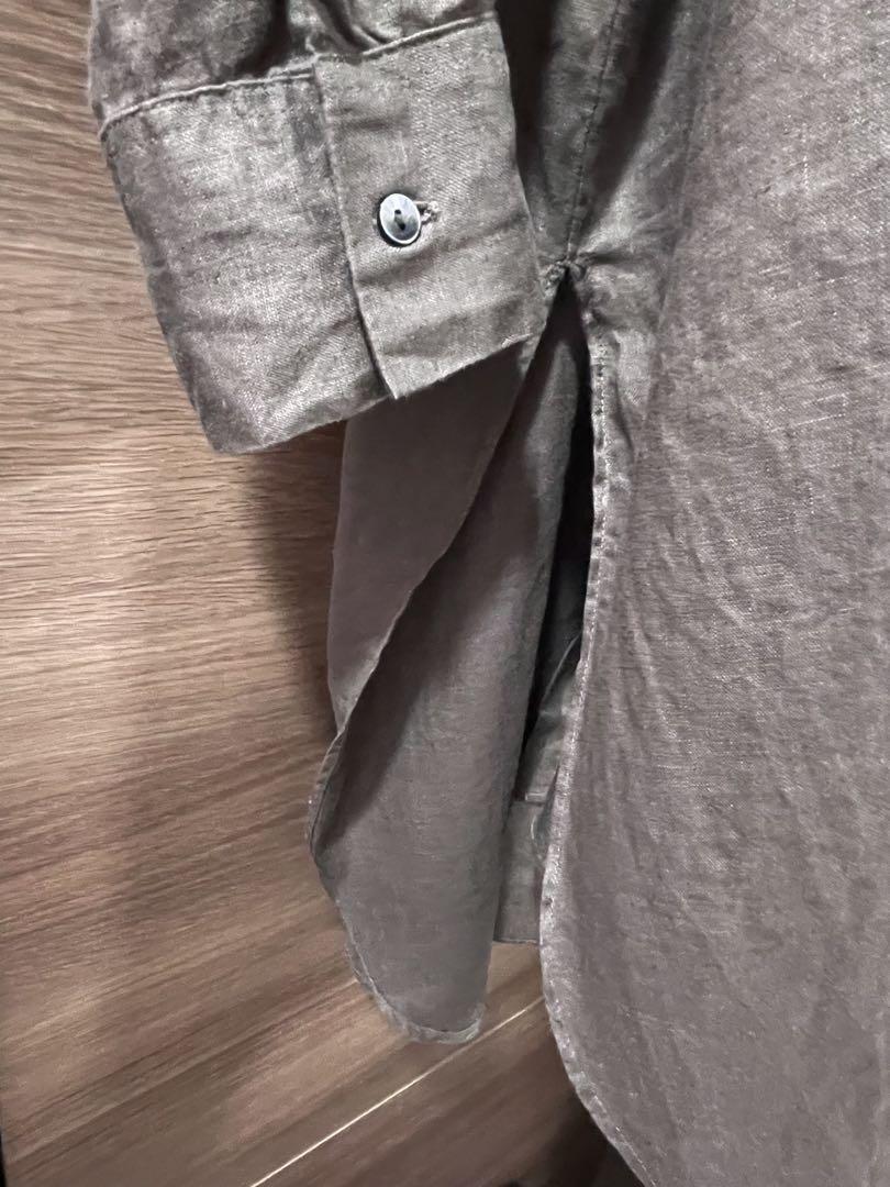 mizuiro ind リネン 麻100% ロングシャツ ライトブラウン 日本製