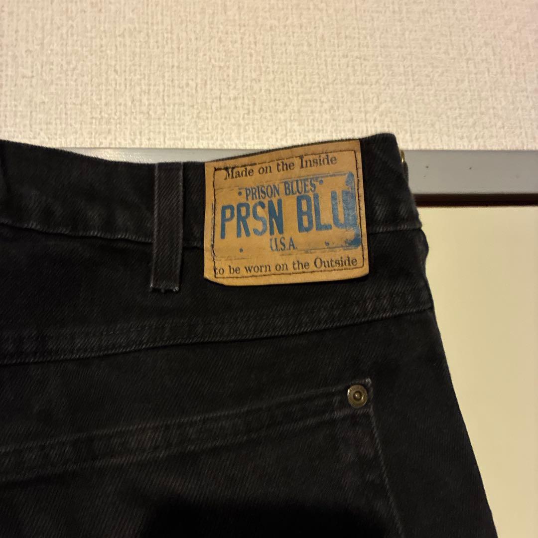 PRSN BLUES ダブルニーワークパンツ 黒　W36 L29 PRISON BLUES プリズンブルース #121 ダブルニーワークジーンズ with