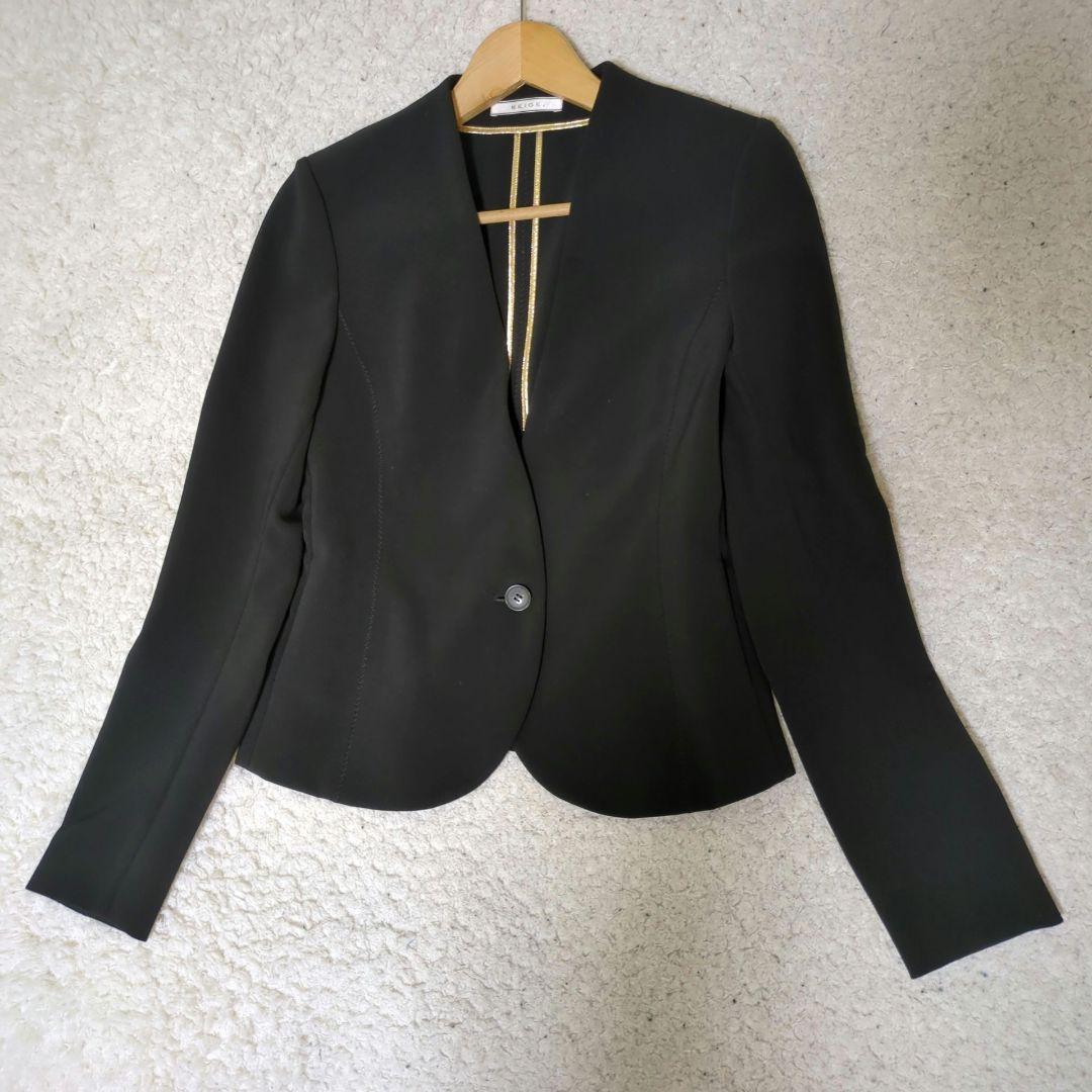 サイズ4 洗える ストレッチ 近年】BEIGE ノーカラージャケット