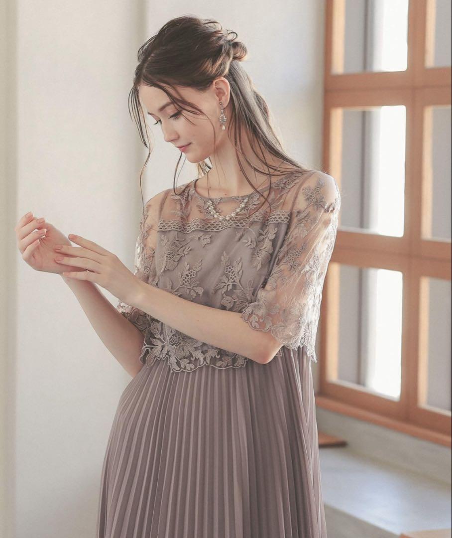 ★新品★ ドリードール　刺繍レース切り替えプリーツロング結婚式　ドレス ☆新品☆ ドリードール 刺繍レース切り替えプリーツロング結婚式