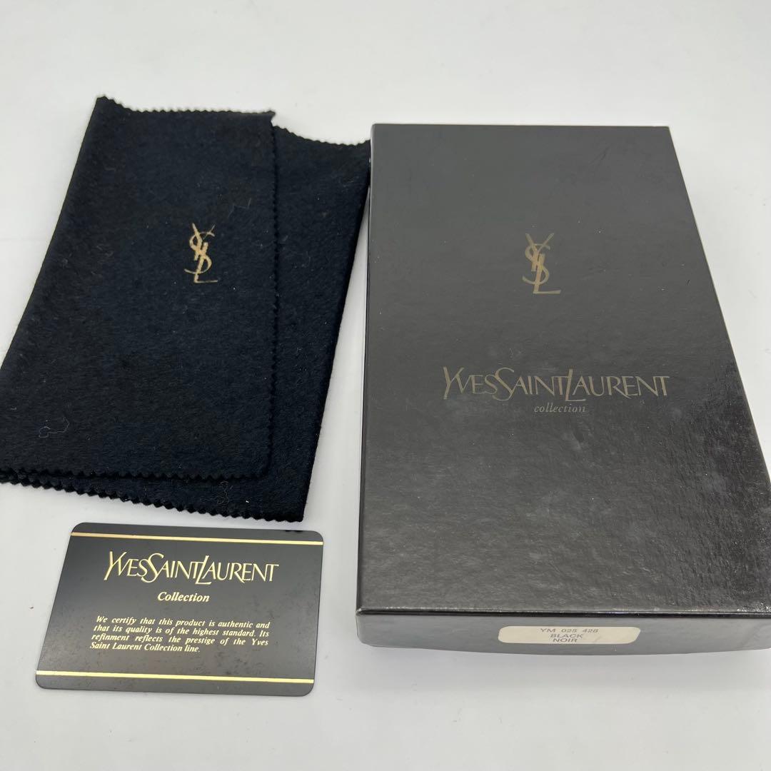 【美品】イヴサンローラン 長財布 フラップ Yロゴ入り がま口 箱、カード付き