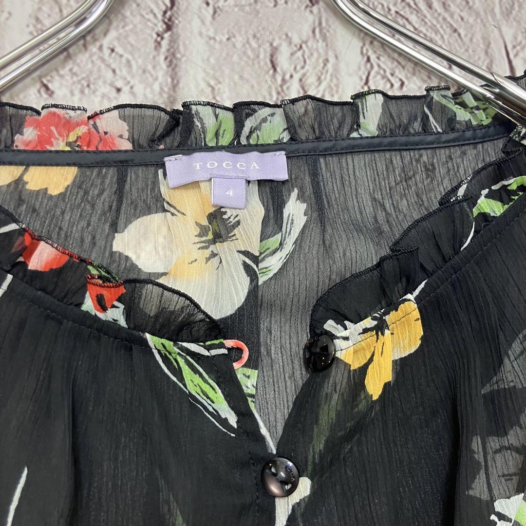 美品✨トッカ Lサイズ ＬＡＶＥＮＤＥＲ プリーツ ロングドレス シアー 花柄