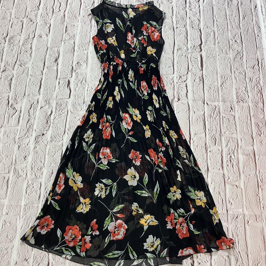 美品✨トッカ Lサイズ ＬＡＶＥＮＤＥＲ プリーツ ロングドレス シアー 花柄