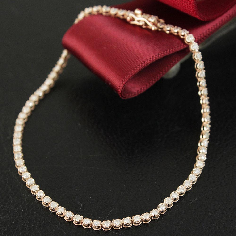 大人気！ 1ct ダイヤモンド K18 pg テニスブレスレット 鑑別付