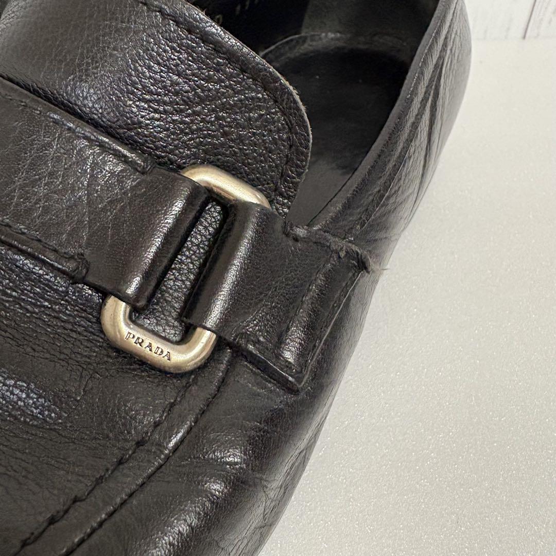 靴 archive prada square toe leather loafer
