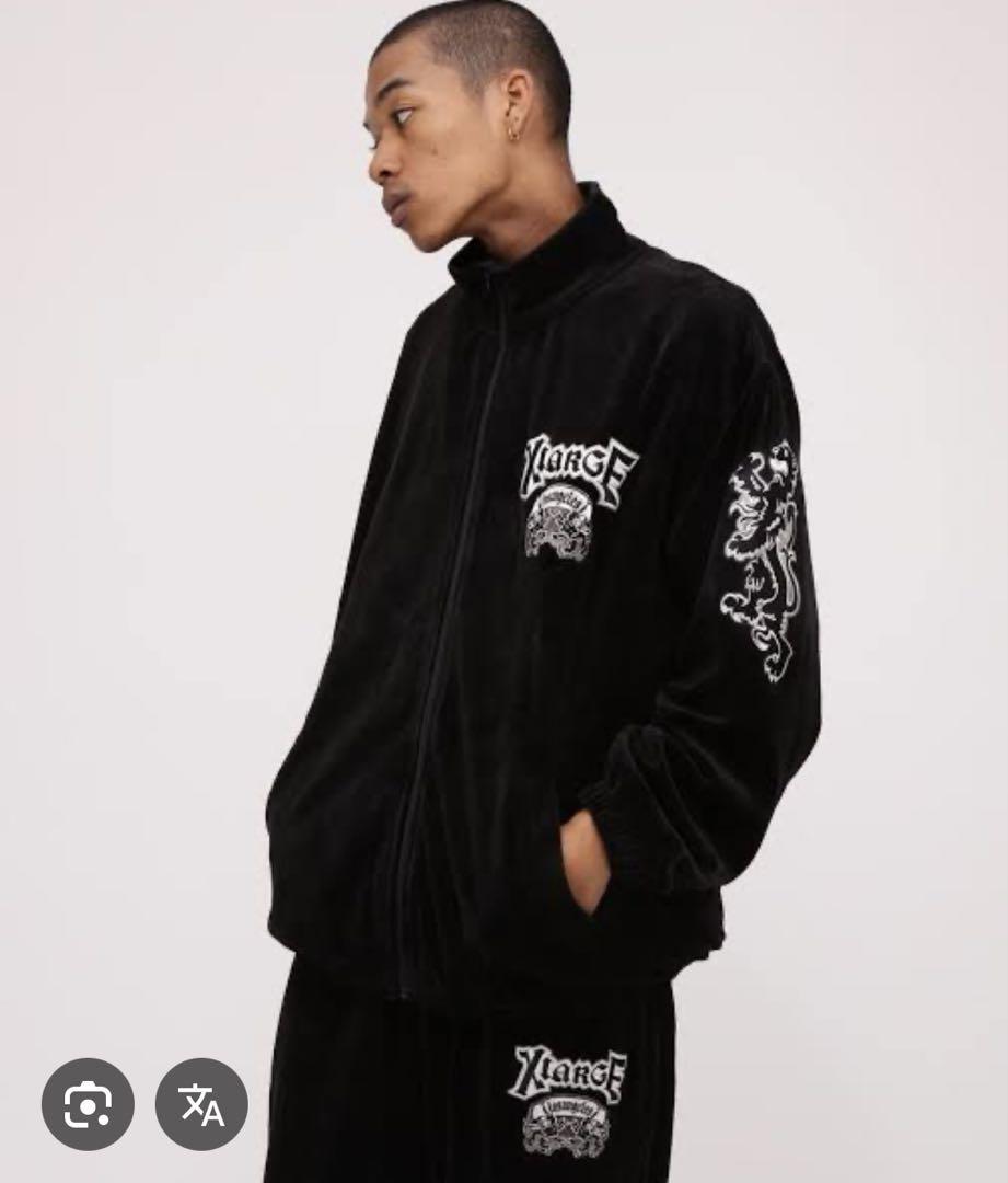 特価ブランド XLARGE セットアップ上のみ 黒 ベロア トップス
