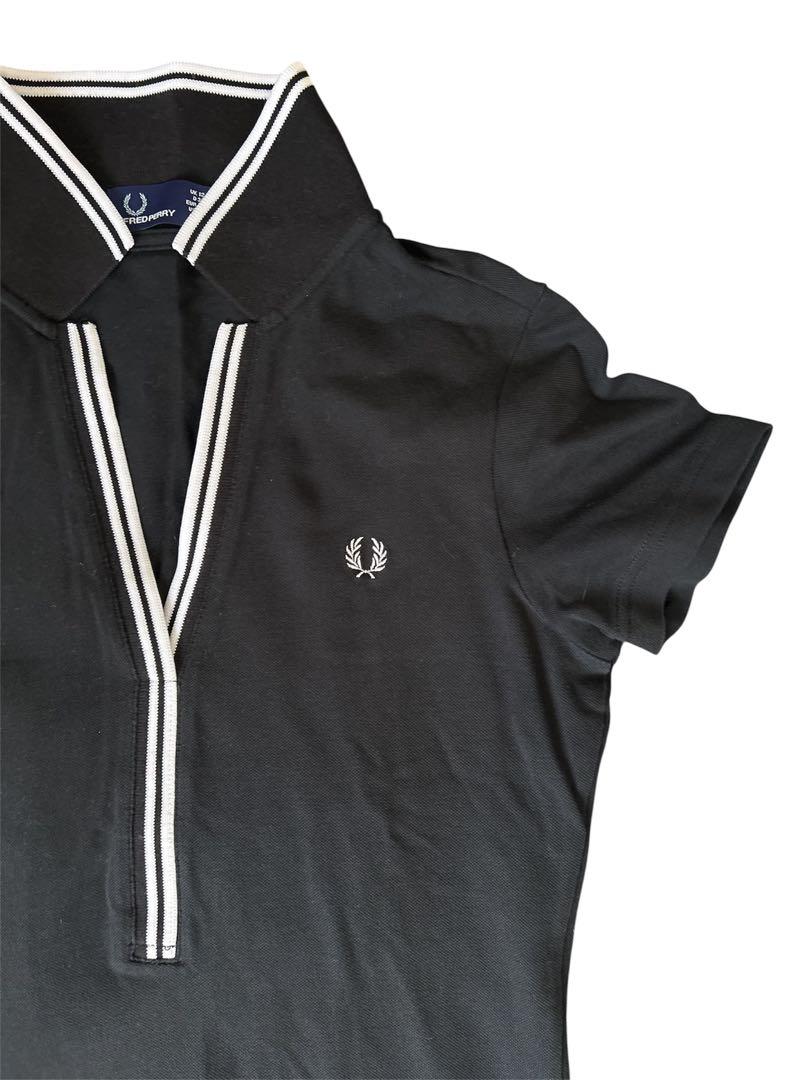 Fred Perry 黒 半袖ポロシャツ ストライプ襟 Fred Perry ストライプディテール ポロシャツ | ブラック