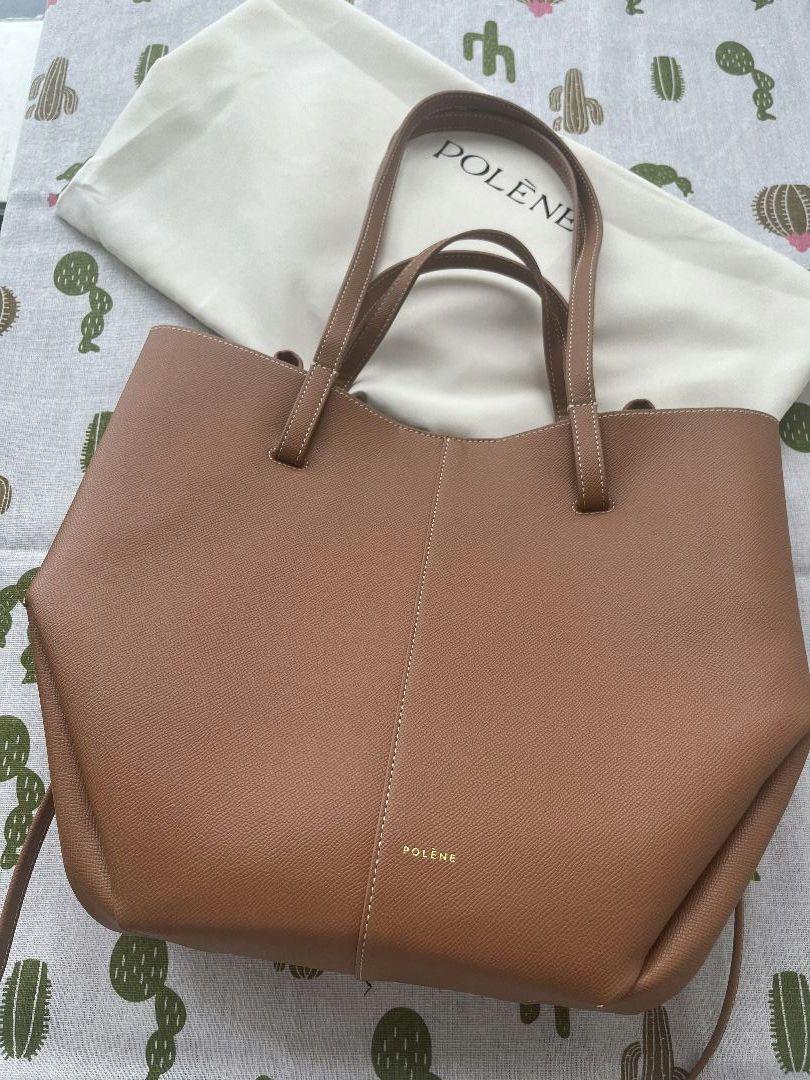 POLENE CYME MINI グレー レザー ハンドバッグ