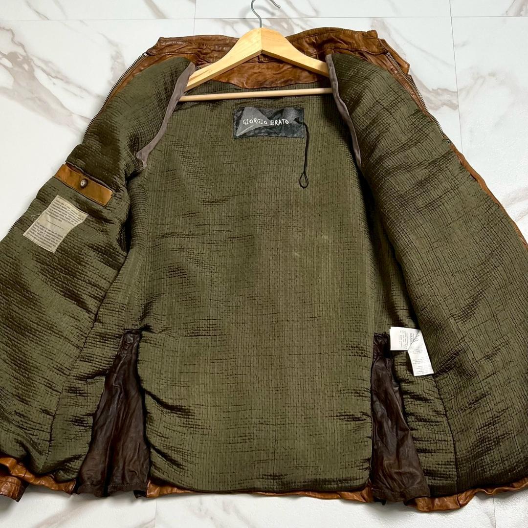 希少✨ジョルジオブラッド メンズ USED加工レザージャケット 48